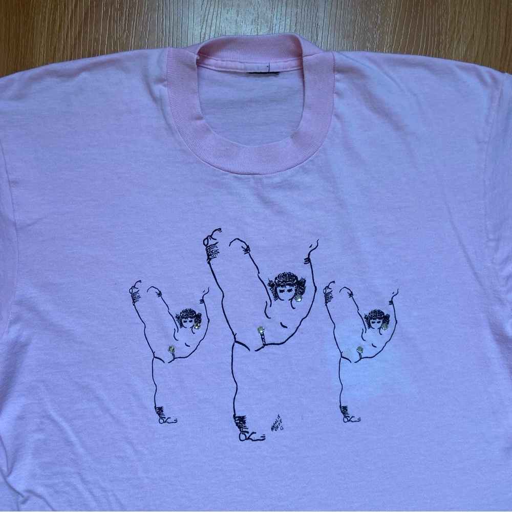 Vintage Men’s Three Women Dancing Drawing T-Shirt Size Medium